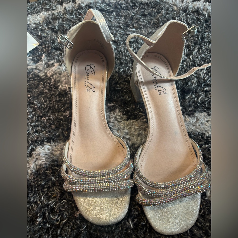 Camille La Vie Silver Strappy Heels